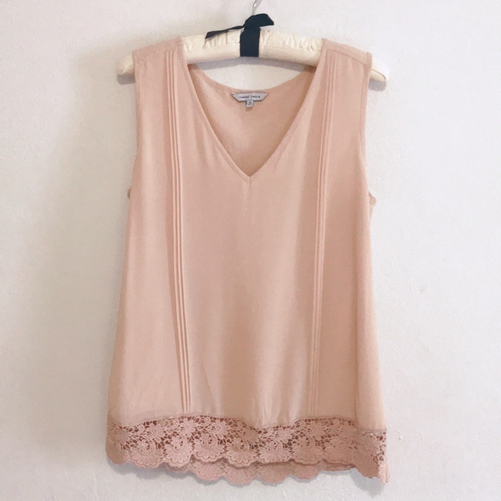 Naked Zebra Blush V-Neck Top w/ Embroidery - Picture 1 of 6